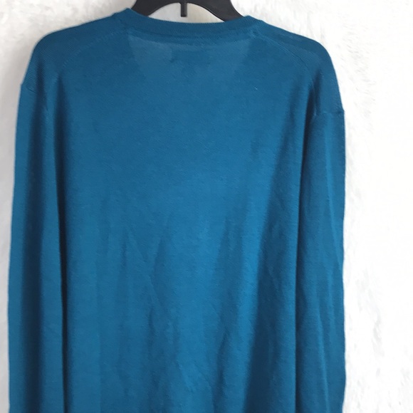 CLUB ROOM Majestic Teal Blue V-Neck Wool Blend - Picture 10 of 10